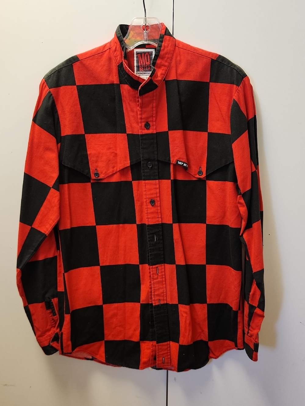 "MO" Betta Men's Red & Black Check Button-Up Shirt Garth Brooks In Pieces